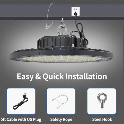 150W UFO High Bay LED Shop Lights, 6 Pack, 21000 LM, 5000K, AC110-277V