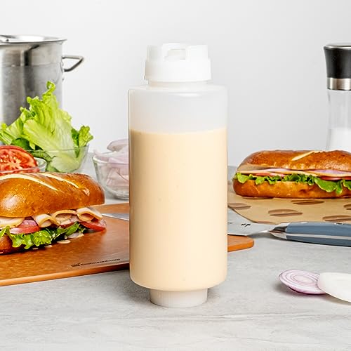 Restaurantware 32oz. FIFO Inverted Plastic Squeeze Bottle with Refill and Dispensing Lids - First In First Out - Perfect for Restaurants, Catering, and Food Trucks - 1ct box - style: 32 oz
