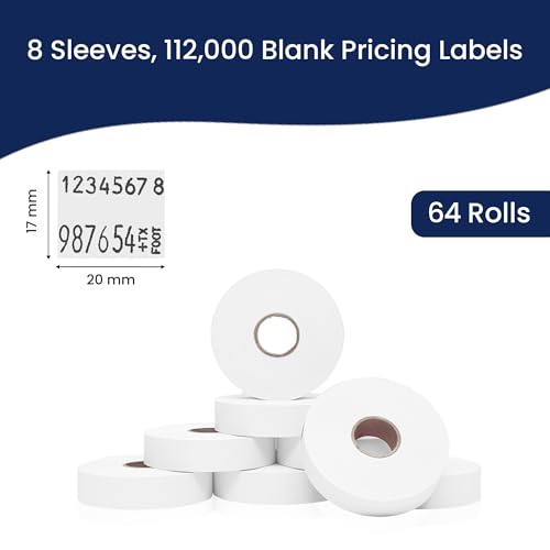 Pricing Labels Compatible for Monarch 1136 Freezer Adhesives White - 112,000 Labels w/ 64 Rolls Value Pack, 8 Sleeves - Made in USA - size: 8 Sleeves