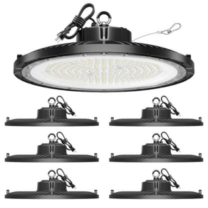 UFO LED High Bay Light 250W 6 Pack ,37500LM 5000K IP65 with 5FT US Plug - size: 250W