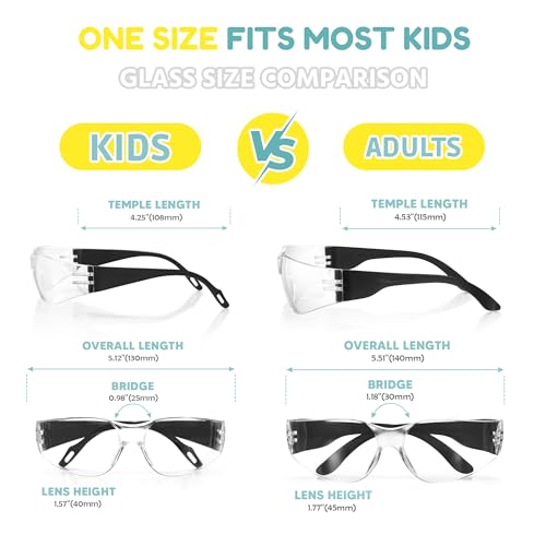 Kids Safety Glasses 24 Pack, ANSI Z87.1 Bulk Clear Lens Child Protective Glasses Scratch and Impact Resistant Youth Safety Goggles with Multicolor Frame for School Science DIY - color: Clear