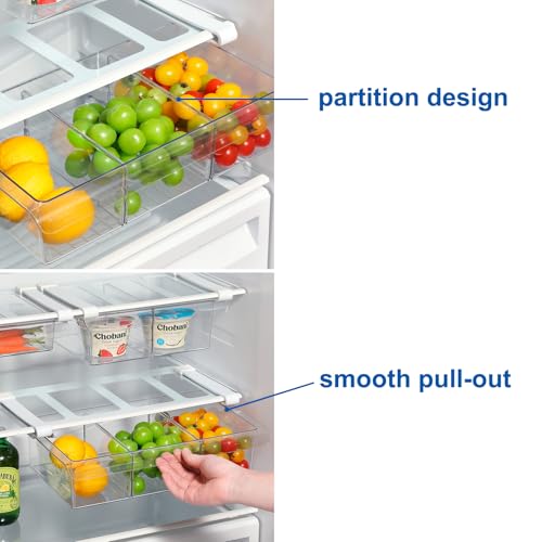 Fridge Drawer Organizer, 3.35" Height x 8.66" Width, Standard Depth - size: 3.35" Height x 8.66" Width