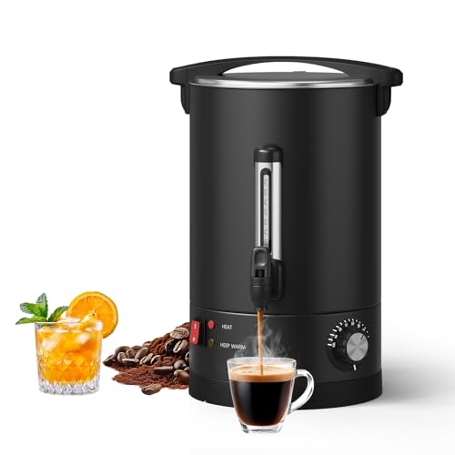 80-Cup (12L) Commercial Coffee Urn – Stainless Steel Double-Wall Insulated Hot Beverage Dispenser with Faucet & Auto Temperature Control for Catering, Office & Weddings – Black - size: 80 Cups/12L
