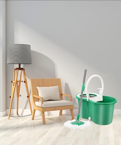 Hand Free Household Mop and Bucket with Wringer Set,Operable 360 ° Rotating Mop Bucket Set with 3 Microfiber Replacement Head and Stainless Steel 56" Extended Handle for Office and Home use(Green)