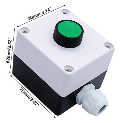 mxuteuk Momentary Push Button Switch Station Box Exit Button Switch ABS Weatherproof for Automatic Gate Openers One Button Exterior Opener LA36-11BN-G-BOX-W - color: Green-B