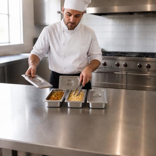 3 Pack Stainless Steel Hotel Pans with 3 Lids, 1/3 Size 2.5 Inch Deep Steam Table Food Pans for Catering, Buffet and Food Prep - color: 1/3, size: 2.5inch