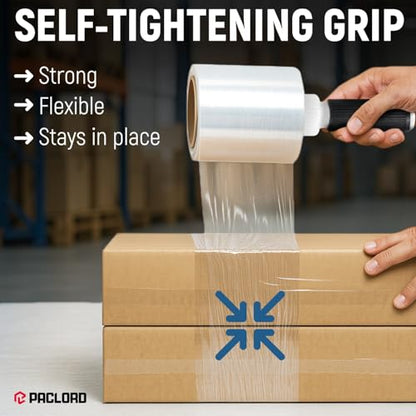 5” x 1000’ Stretch Wrap Mini 12 Rolls with Handle – Clear Plastic Stretch Film 80 Gauge, 500% Elongation, Heavy Duty Shrink Wrap for Moving, Packing & Shipping - style: Pack of 12