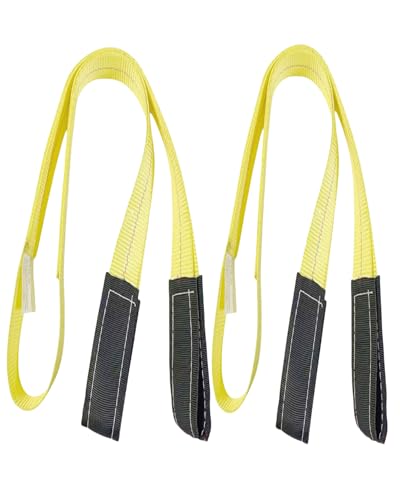 2 inch 6 Feet Lifting Straps, 2 Pack 2 "x6' Lift Sling Straps with Reinforced Loops 18000 Pound Capacity, Yellow