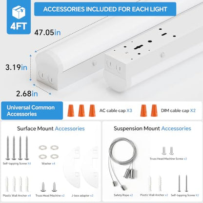 4ft LED Linear Light Fixture,50/40/30W for Office Garage Warehouse - color: Suspended Mount, size: 4FT-6P