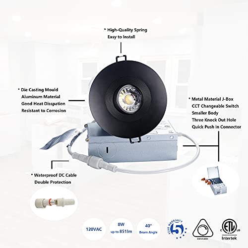 POPANU 4 Inch LED Recessed Lights 6 Pack, Adjustable Gimbal Downlight,Black - color: Black, size: 4 Inch