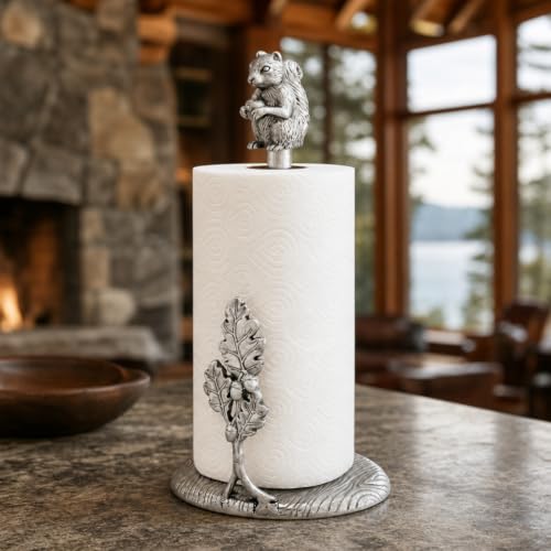 Arthur Court Squirrel Paper Towel Holder - Decorative Aluminum Kitchen Towel Stand - 15 Inch Tall - size: Squirrel