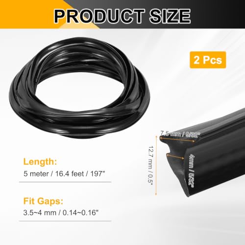 PATIKIL 2Pcs Weather Stripping Door Seal 5/32" Slot, 16.4Ft, Black, PVC - color: Black, size: 5/32" Slot, 16.4Ft