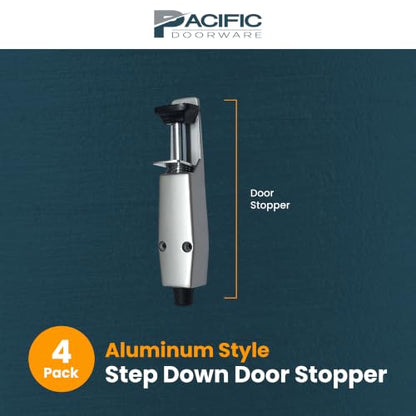 Pacific Doorware Step Down Door Stopper Heavy Duty, Aluminum, 4 Pack - size: 4 Pack, style: Aluminum Silver