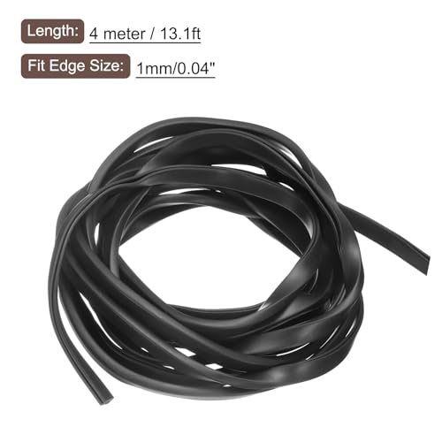 uxcell U Channel Edge Trim, 13.1ft Length Rubber Guard Seal Strip Edge Protector Flat Type Fit for 1mm Edge, (5/32" W x 5/16" H) Black - size: Fit 1mm x 13.1'L x 5/16"H x 5/32"W