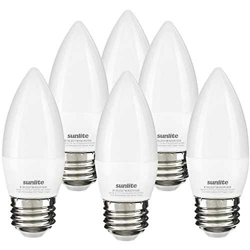 Sunlite LED B13 Torpedo Decorative Chandelier Light Bulb, 7 Watts (60W=), 500 Lumens, 120 Volts, Dimmable, E26 Base, 90 CRI, ETL Listed, Torpedo Frosted, Title-20, 5000K Daylight, 6 Pack - color: 5000k Daylight, size: 6PK Frost