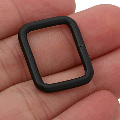 BIKICOCO Metal Rectangle Ring Buckles Square Strap Webbing Belt Rings for Bag Purse Non Welded 3/4 x 5/8 Inch - color: Black X 50 Pcs