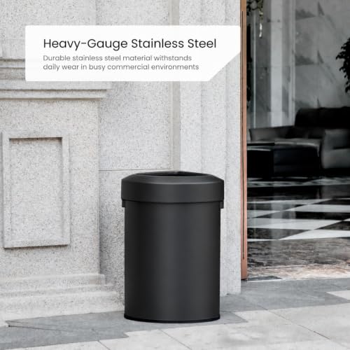 Home Zone Living 16 Gallon Commercial Trash Can with Removable Open Top Lid - color: Matte Black, size: Triangular