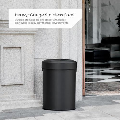Home Zone Living 16 Gallon Commercial Trash Can with Removable Open Top Lid - color: Matte Black, size: Triangular