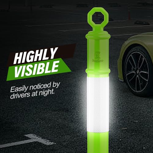 RoadHero 45 Inch Traffic Delineator Post Cones with Base, Green, 3 Pack - color: Green