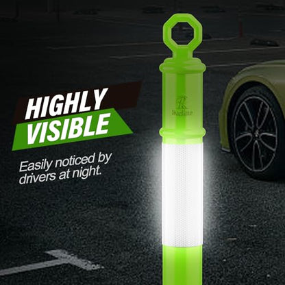 RoadHero 45 Inch Traffic Delineator Post Cones with Base, Green, 3 Pack - color: Green