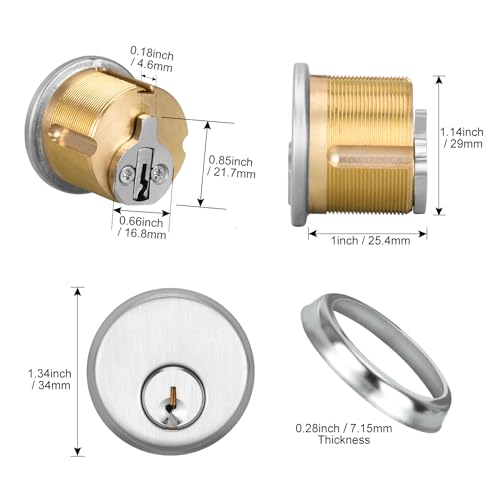 Commercial Mortise Lock Cylinder, Silver - color: Silver