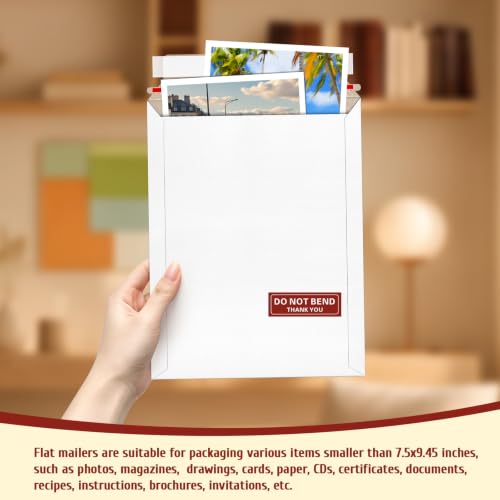 20 Pack 7.5x9.45 inch Rigid Mailers, Self Seal Photo Mailers Protective Flat Cardboard Envelopes White Blank Shipping Envelopes for Photos Document Invitation Papers Files - color: White, size: 7.5x9.45 Inch