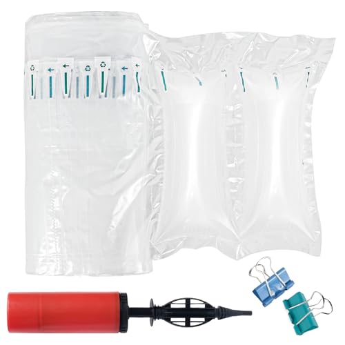 400 PACK Air Pillows for Shipping Supplies Box Filler Bubble Cushioning Alternative to Packing Peanuts for Size 3.54" x 7.87", with Air Pump, Fragile Stickers, Suitable for small transport - size: 3.54" x 7.87"