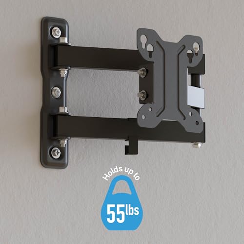 D-Line TV Wall Bracket for 13-27 Inch TVs, Tilt, Turn and Extend TV Wall Bracket with Spirit Level, Full Motion Monitor Mount - VESA 75x75mm - 100x100mm, Holds up to 55lbs