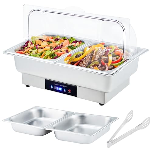 Garvee Electric Chafing Dish 9QT Stainless Steel Food Warmer Temp Control - size: 1/2 Half Pan