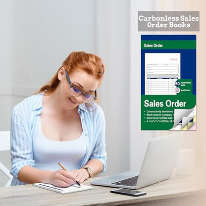 2 Pack Sales Order Books,3-Part Carbonless,4-3/16 x 7-3/16 Inches,50 Sets - color: 2 Books-small -3 Part