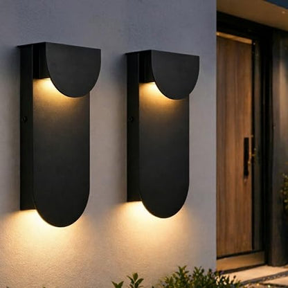 Outdoor Wall Light 2-Pack, Dual Down LED 10W 3000K Hardwired Black - color: 11.75"-Black-2 Pack