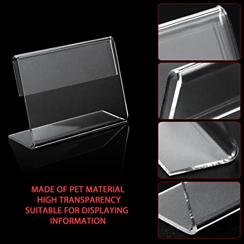 50 Pack Mini Clear Acrylic L-Shape Sign Holders, 2.4x1.6