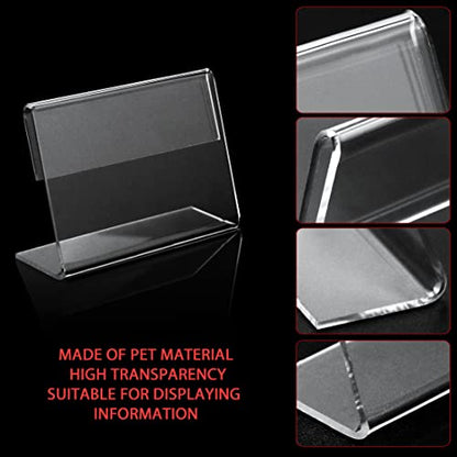 50 Pack Mini Clear Acrylic L-Shape Sign Holders, 2.4x1.6