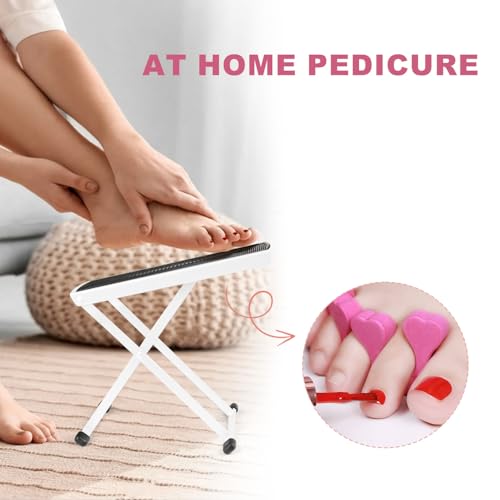 Pedicure Foot Rest, Non-Slip Foot Stand with Toe Separator, White - color: White