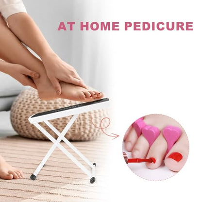 Pedicure Foot Rest, Non-Slip Foot Stand with Toe Separator, White - color: White