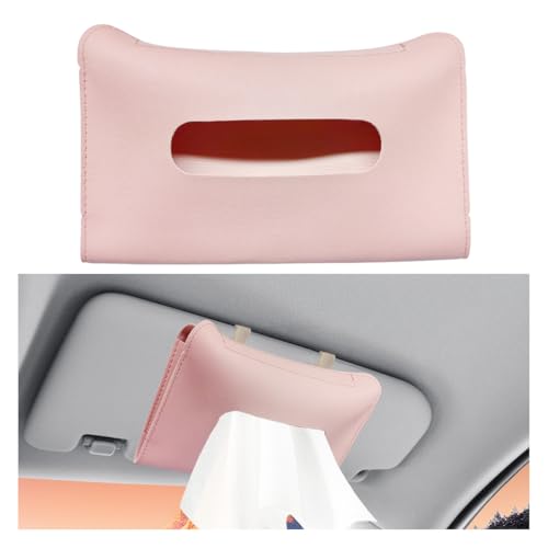 Car Visor Tissue Holder - Leather Tissue Box Holders Car Mask Dispenser - Hanging Car Napkin Holder Auto Tissues Dispenser - Rectangular Mask Holders Sun Visor Accessory for Vehicles (Pink) - color: Pink