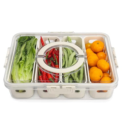 Salad Bar Containers for Fridge with Lid Handle, Fruit Storage Veggie Tray - color: 4 Colanders