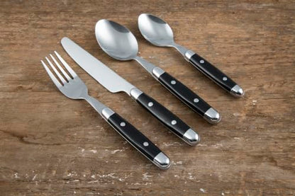 Cambridge Jubilee Black Stainless Steel Silverware Set for 4, 16-Piece - color: Black