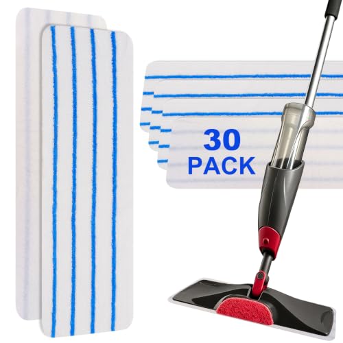 Replacement Disposable Mop Pad for Rubbermaid Reveal Spray Mop - 30 Pack Wet & Dry Floor Cleaning Refills Fit for Any Reveal Flat Cleaning System 16.5" (30 Pack) - color: 16.5 Inch-30pack-blue&white-disposable