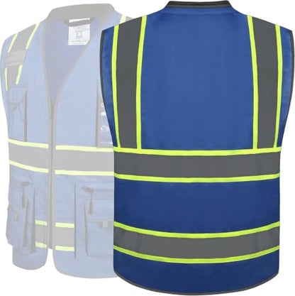 JKSafety Reflective Safety Vest for Men Cushioned Collar JK89 Blue S - color: Bluet1s1, size: Small