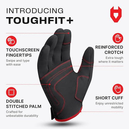 NoCry Utility Gloves for Men with Reinforced Fingers and Thumb Crotch; Double Stitched Palm and Touchscreen Tips; Breathable and Highly Flexible; — Ideal for Mechanics, Construction and Yard Work - size: Large, style: Lite