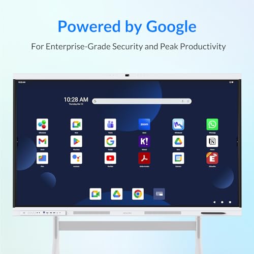 Smart Board, 75" All-in-One Dual System Interactive Whiteboard, Google EDLA Certified Android 14 & Windows 11 Pro Dual OS Touchscreen Digital Whiteboard for Professional Business Meetings