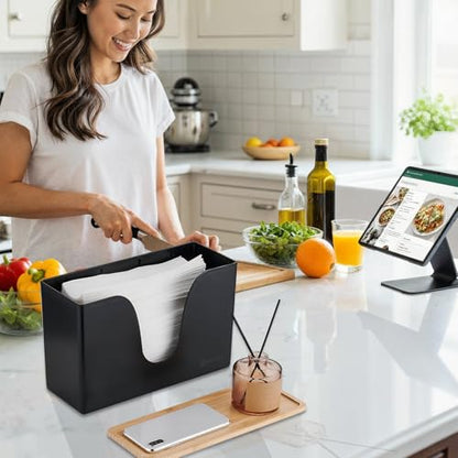 Pollock Paper Towel Dispenser with Lid,Wall Mount or Countertop,Black - color: Blk-5857u-black