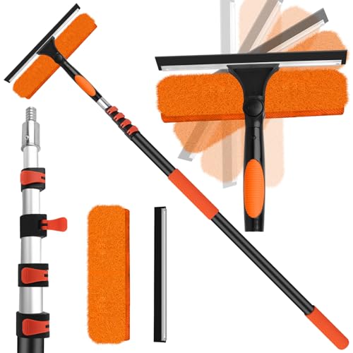 26FT High Window Cleaning Kit with Pole,2 in1 Professional Window Squeegee - color: 10.65in Squeegee, size: 20FT(Reach 26ft)