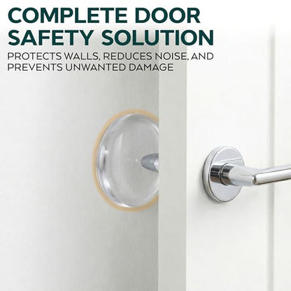 Door Knob Wall Protectors 10 Pack, 4 White 3.15" + 6 Clear 2" - size: 2 & 3.15"- Pack of 10