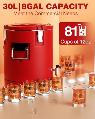 PYY Insulated Beverage Dispenser 8 Gallon - Hot Drink Dispenser with 304 Stainless Steel Interior & Spout, Commercial Thermal Container for Hot and Cold Drink, Portable Outdoors Water Cooler Jug - size: 8 Gallon