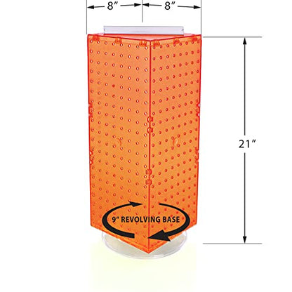 Azar Displays 703385-ORG Four-Sided Revolving 8”W X 20”H Pegboard Counter Display, Orange - color: Orange, style: Pegboard Only