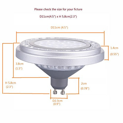 QLEE Dimmable GU10 Base AR111 15W 30°Beam Angle SMD LED Bulb 3000k Warm Light AC120V Spotlights Down Track Light 1500Lm