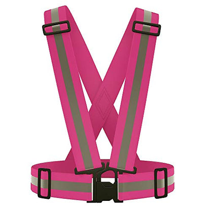 AYKRM 9 color High Visibility Reflective Vest Running Gear High Vis Adjustable Safety Vest - color: Pink