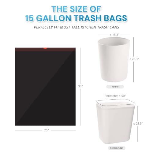 15 Gallon Drawstring Trash Bags, 102 Count, Black - size: 1 Count (Pack of 102)
